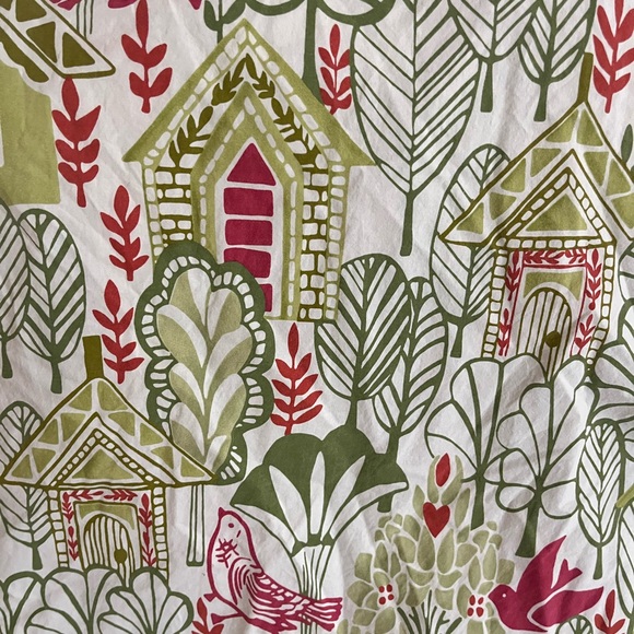 Pottery Barn Swedish House Full Queen Duvet Green Pink EC - Picture 2 of 6